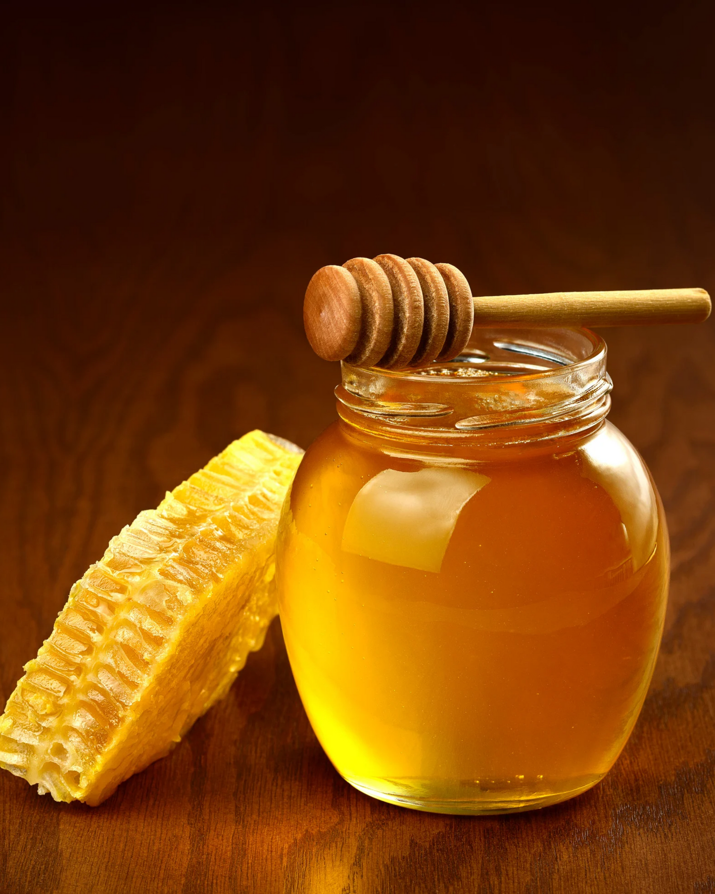 Blueberry honey color — light amber with a warm, golden tone