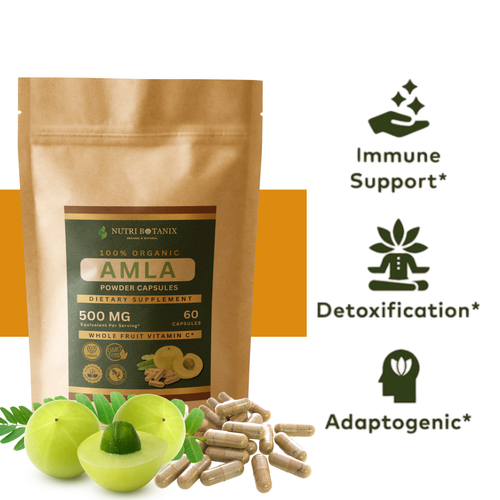 NutriBotanix Amla Capsules 30-count — organic Emblica officinalis fruit powder, India-sourced, no fillers