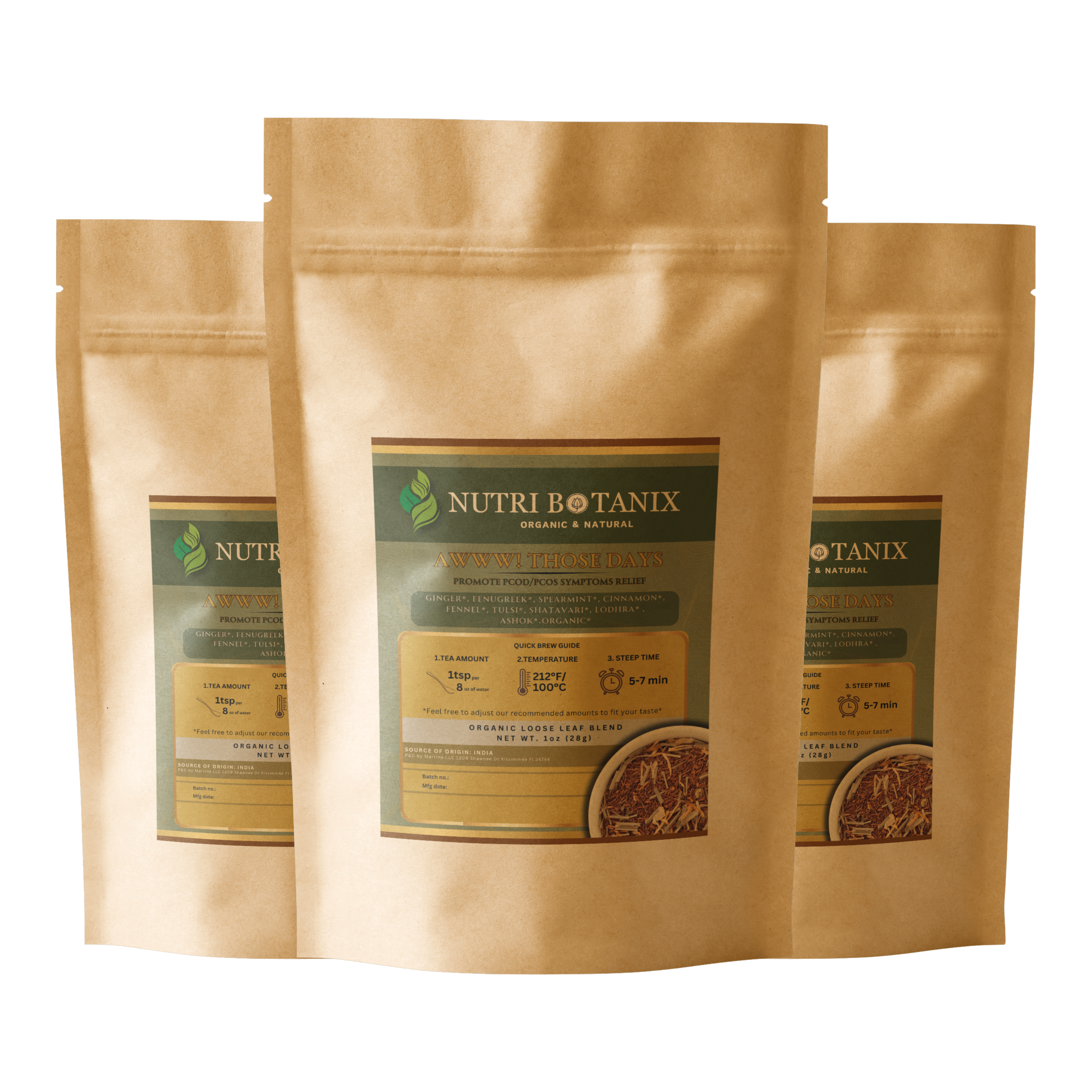 Awww! Those Days Tea loose leaf herbal blend with Shatavari, Lodhra, Ashoka, and Tulsi — NutriBotanix