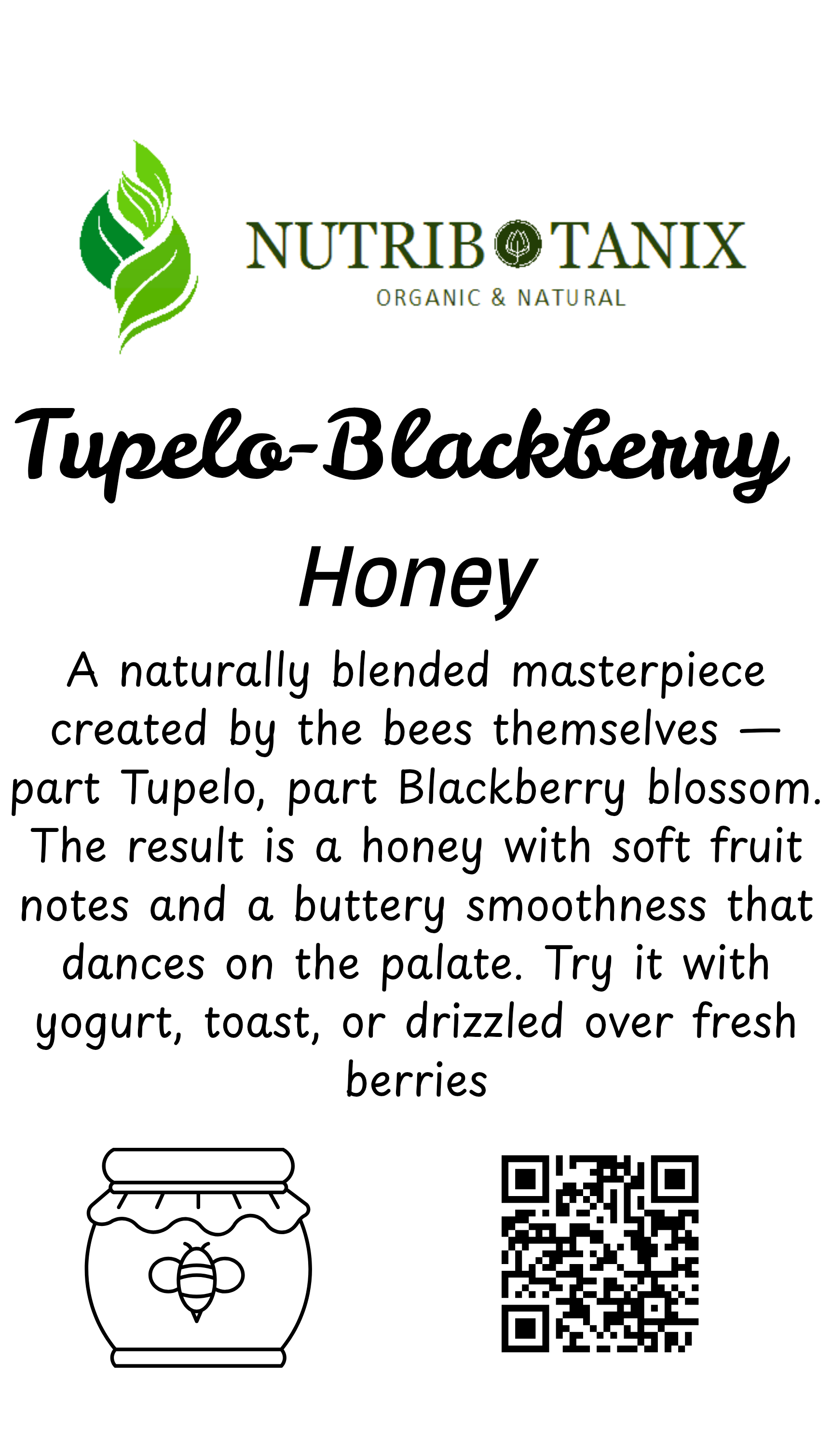 Tupelo-Blackberry Honey label detail — Florida wetland sourced, small-batch