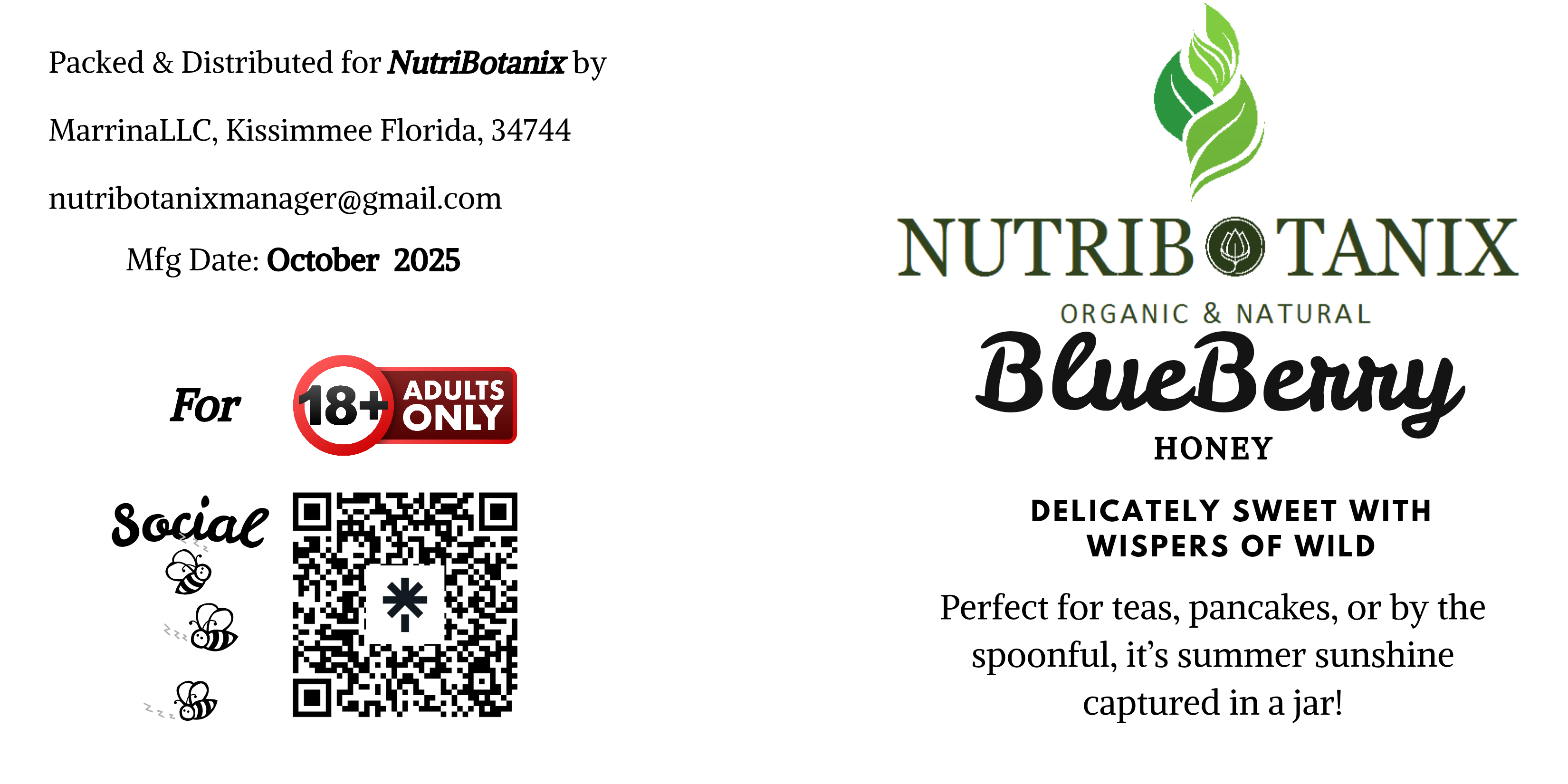 Blueberry honey texture — smooth, light-bodied, slow to crystallize