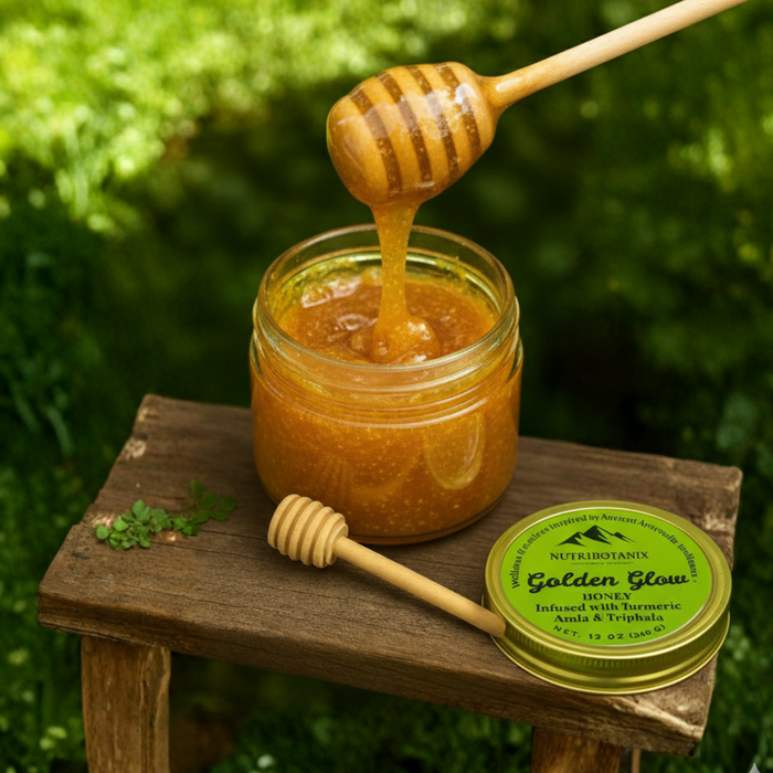 NutriBotanix Golden Glow Honey — raw honey with turmeric, amla, and triphala